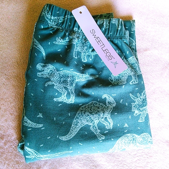 NWT Sweetlegs Petite Teal Dinosaur Leggings (One Size) - Picture 7 of 9